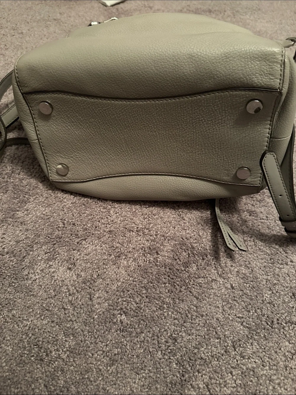 Michael Kors Light Gray Pebbled Leather Drawstring Backpack